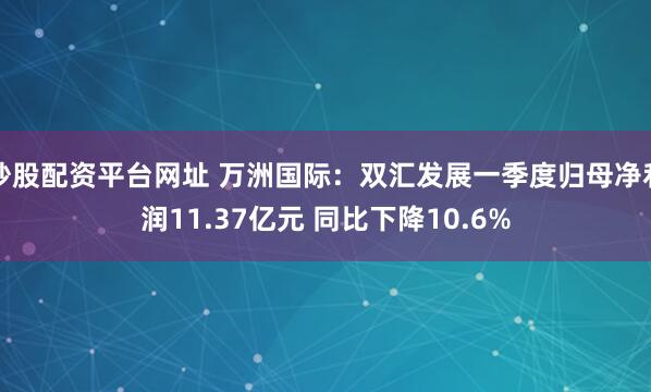 炒股配资平台网址 万洲国际：双汇发展一季度归母净利润11.37亿元 同比下降10.6%